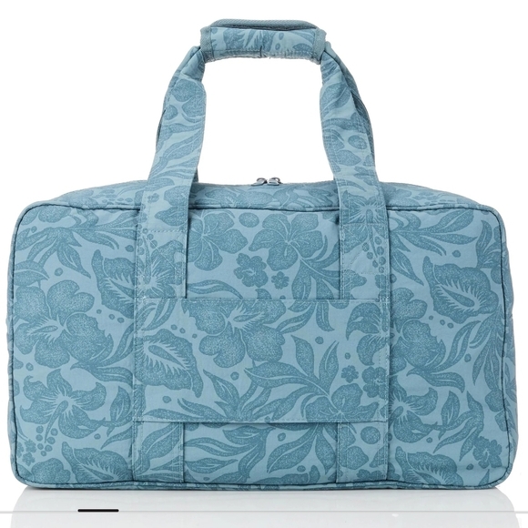 ALOHA Collection Blue Travel Bag with tropical floral print Breezy. - Picture 2 of 4